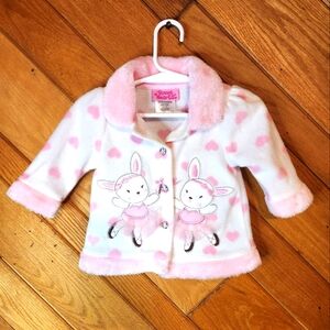 Young Hearts vintage 1993 baby pink faux fur lined hearts jacket